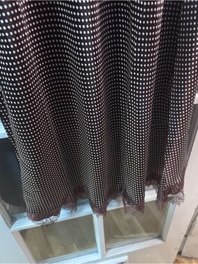 LOFT Brown and White Polka Dot Maxi Skirt with Lace Trim